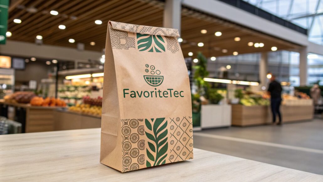 Eye-catching kraft zipper bag with brand identity in retail display